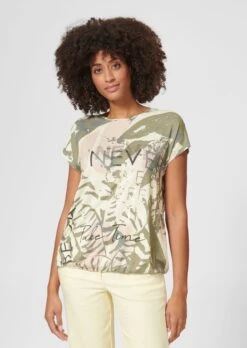 Oversized-Shirt Mit Print Und Dekosteinchen Buttergelb / Multicolor