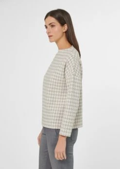 Sweatshirt Mit Pepitamuster Wollweiß / Silbergrau -Madeleine Mode f9680aafb7d4a9efaf44c461bb2d62c9