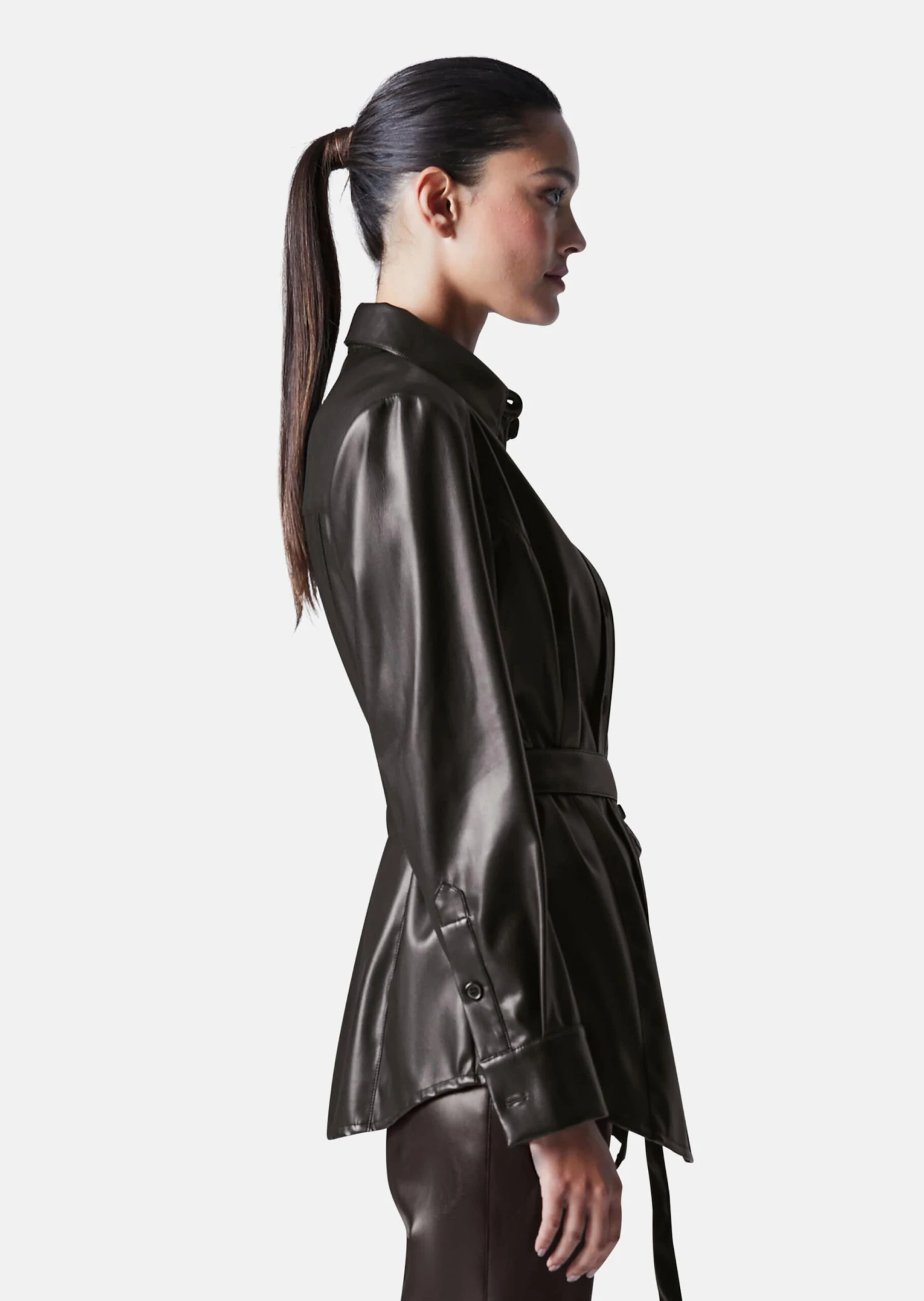 Hemdjacke Aus Kunstleder Schwarz 5 Hemdjacke Aus Kunstleder Schwarz – Bild 3