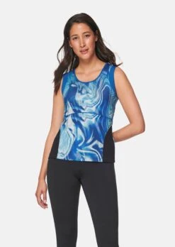 Top Mit Unikat-Print Royalblau / Multicolor