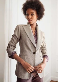 Leicht Taillierter Blazer Espresso / Multicolor -Madeleine Mode ff67c782e6c1b5d8e6ccb5e9f5919666